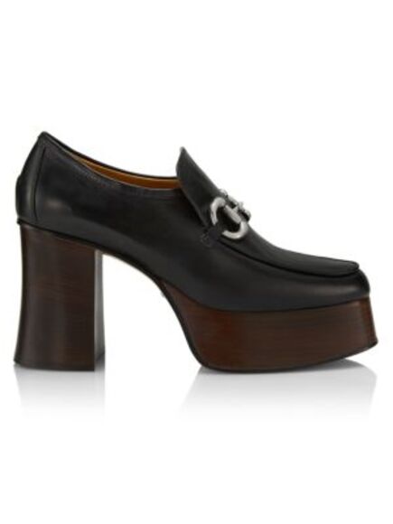 Gucci Baby 100 Leather Platform Loafers in Black - Picture 1 of 2